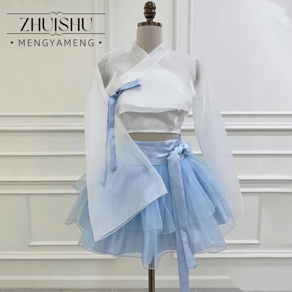 Modern Korean Lifestyle - Modern Blue White 3Pcs Short Concert